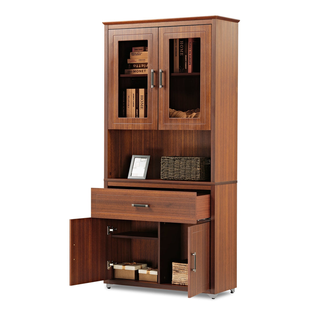 Ark, 72'' Storage Cabinet Bookshelf with Doors, Walnut