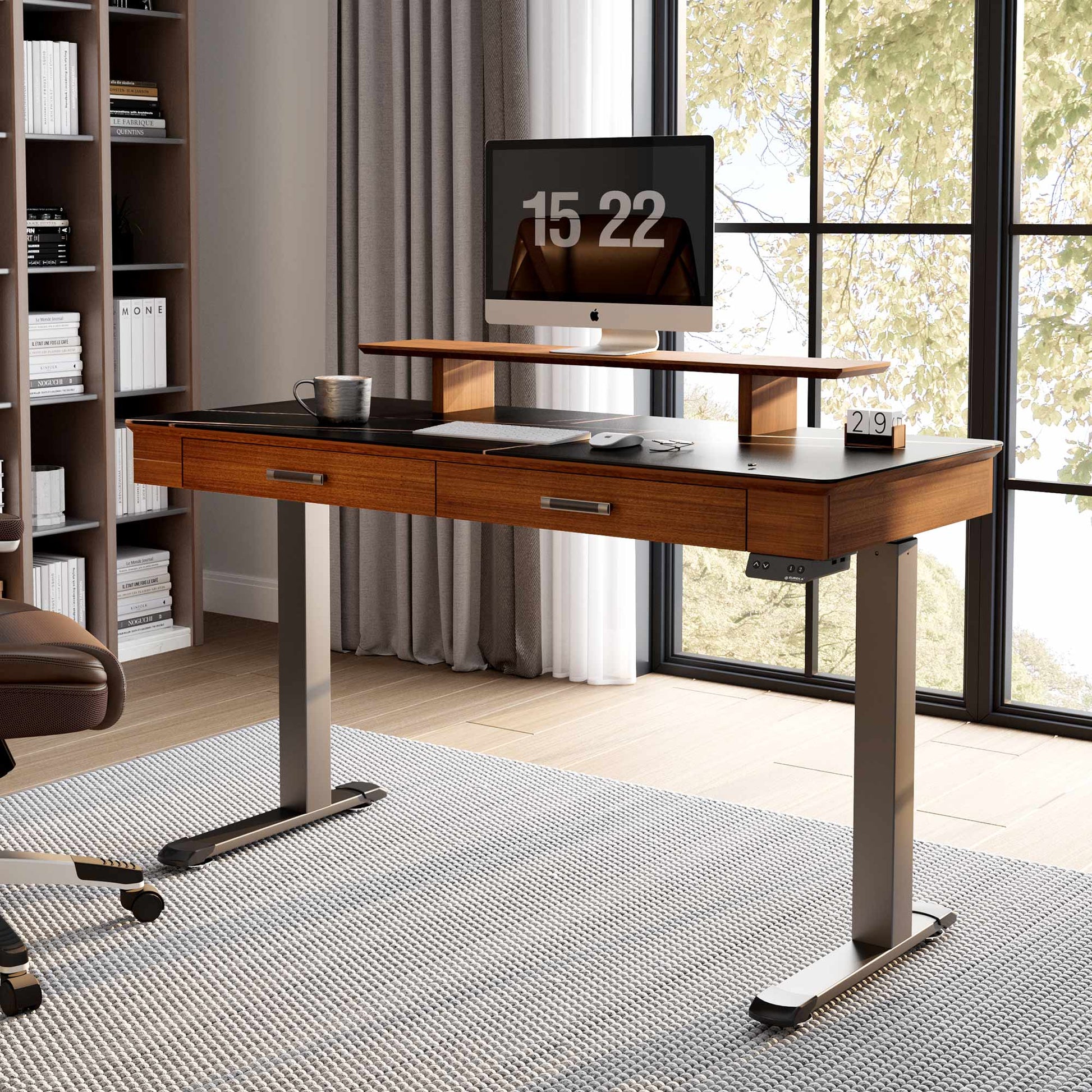 George, 55x23 Slate Standing Desk, Artificial Marble Desktop