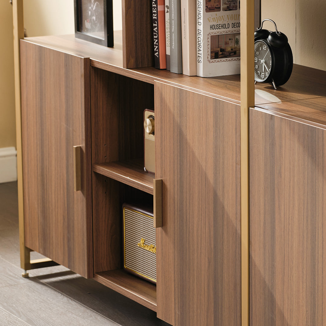 Napa Wood Bookcase Cabinet, Bottom Storage, Adjustable Book Shelves