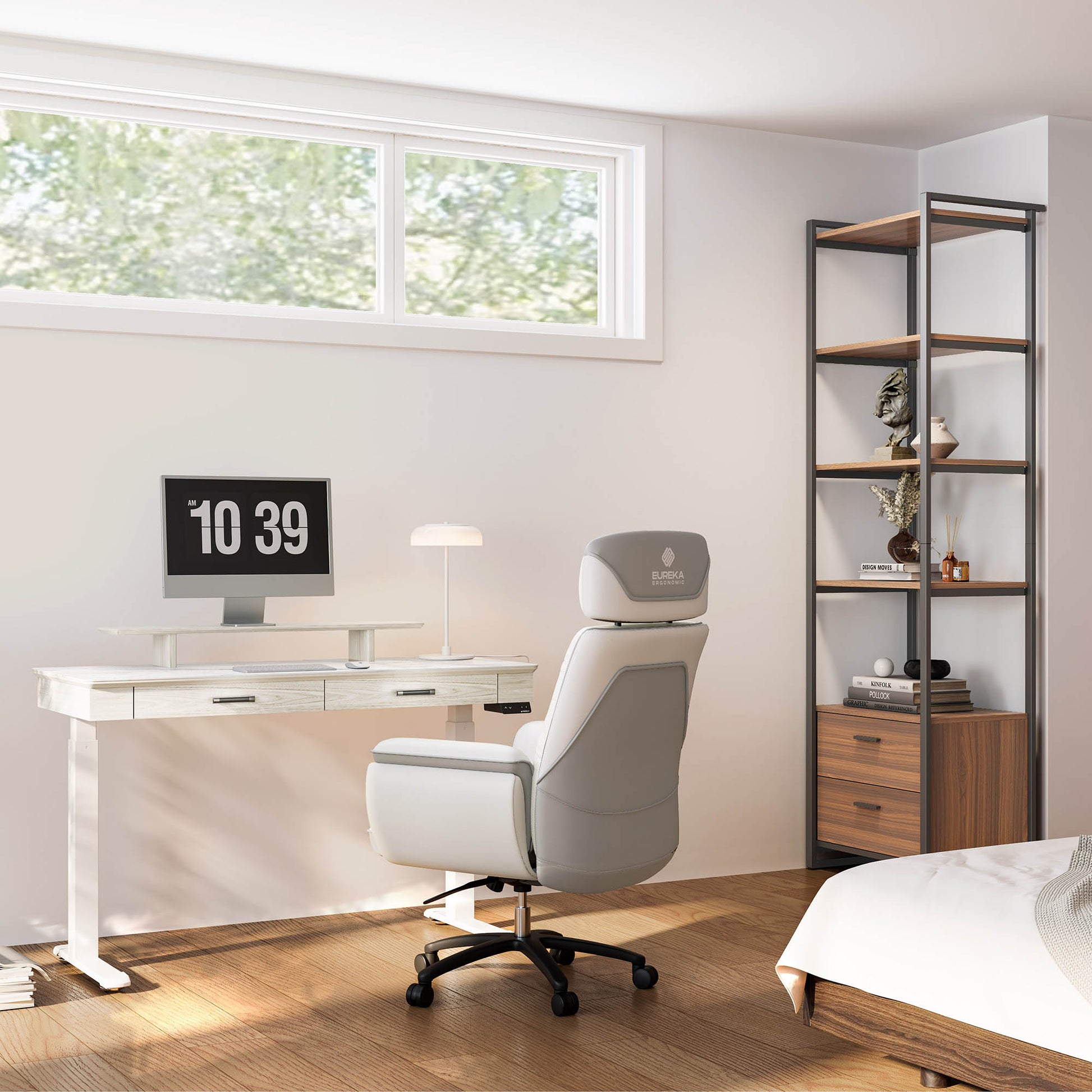 George, 55x23 Slate Standing Desk, Artificial Marble Desktop