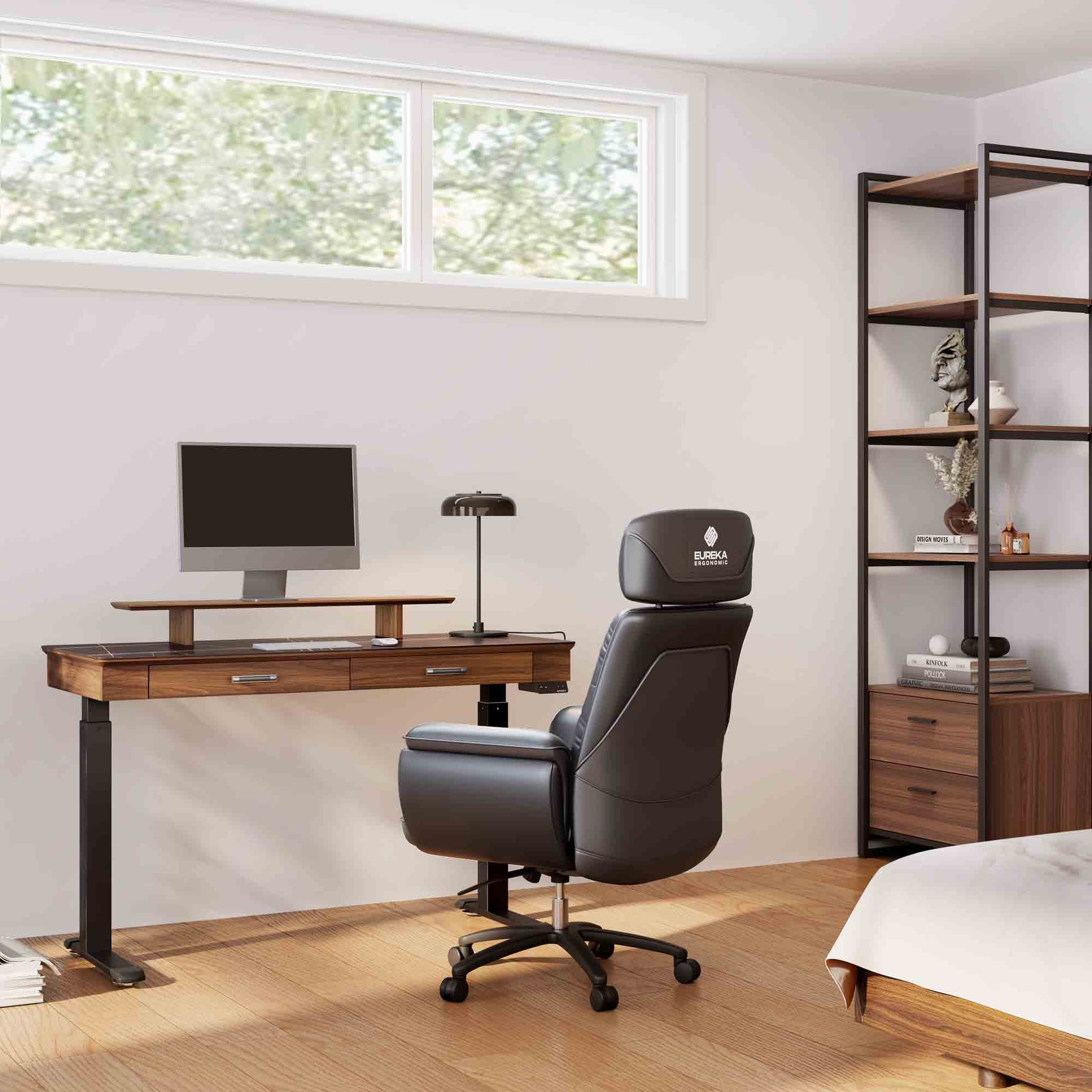 George, 55x23 Slate Standing Desk, Artificial Marble Desktop