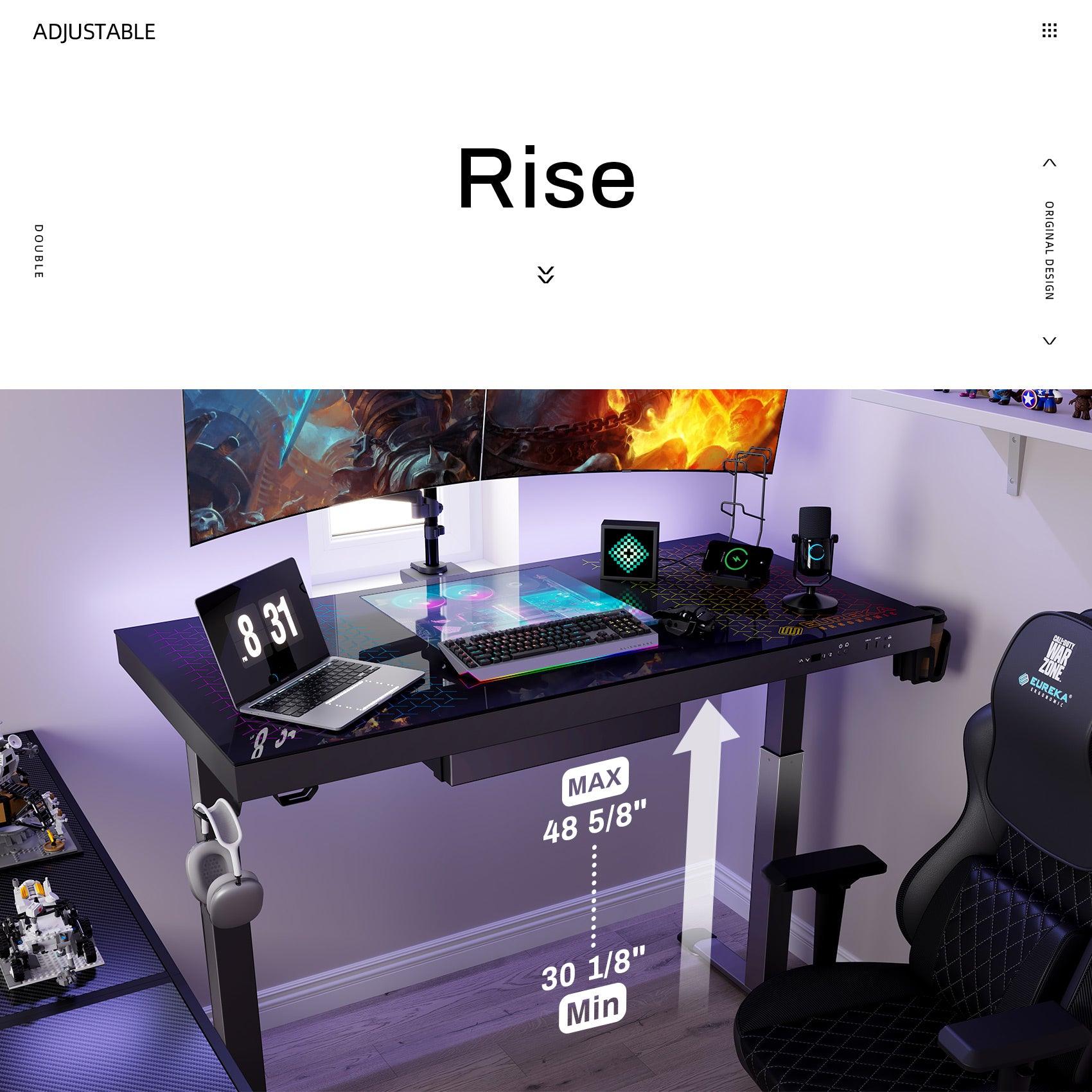 GTG-EVO, 55x27 Gaming Standing Desk with PC Case