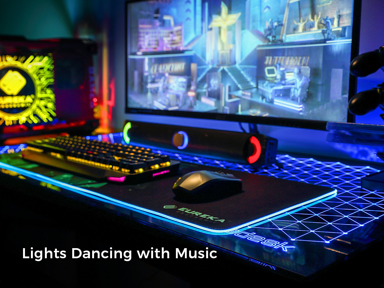 GTG-I43, 43x23 Glass Desktop Gaming Desk