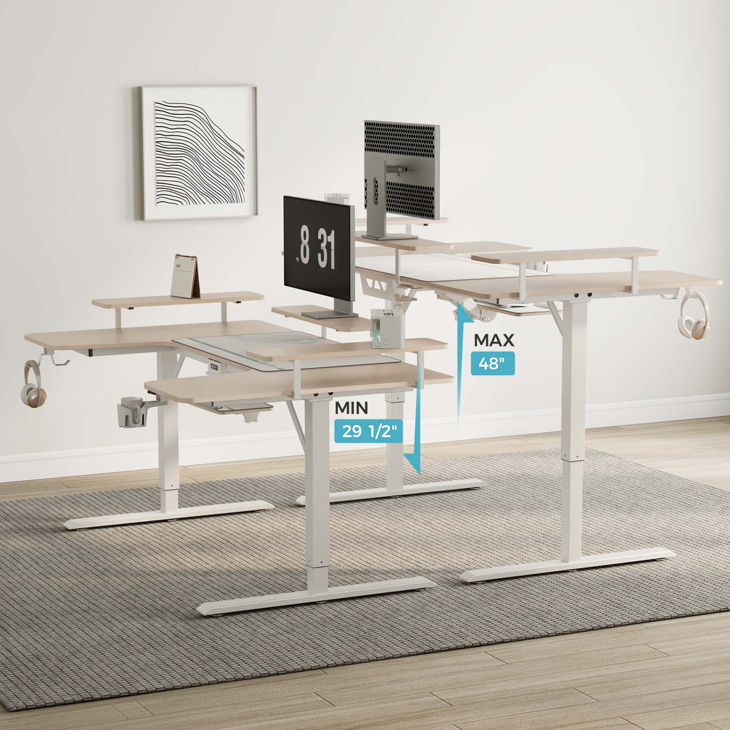 74x23 U-Shaped Standing Desk with Accessories Set
