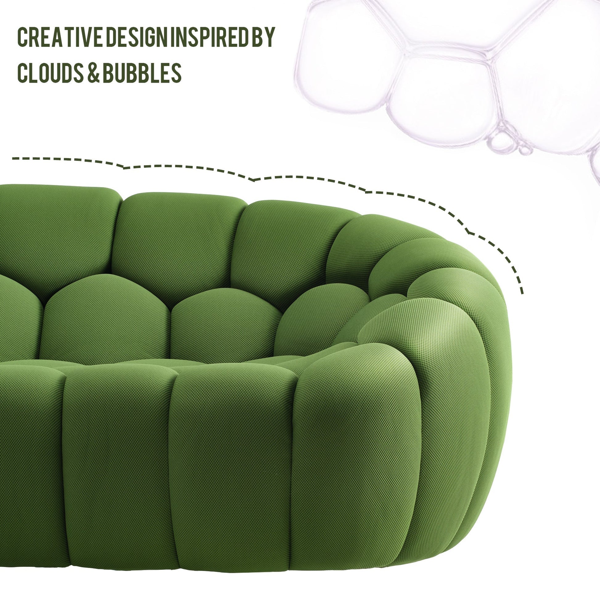 Luca, Modern 3-Seater Sofa, Green