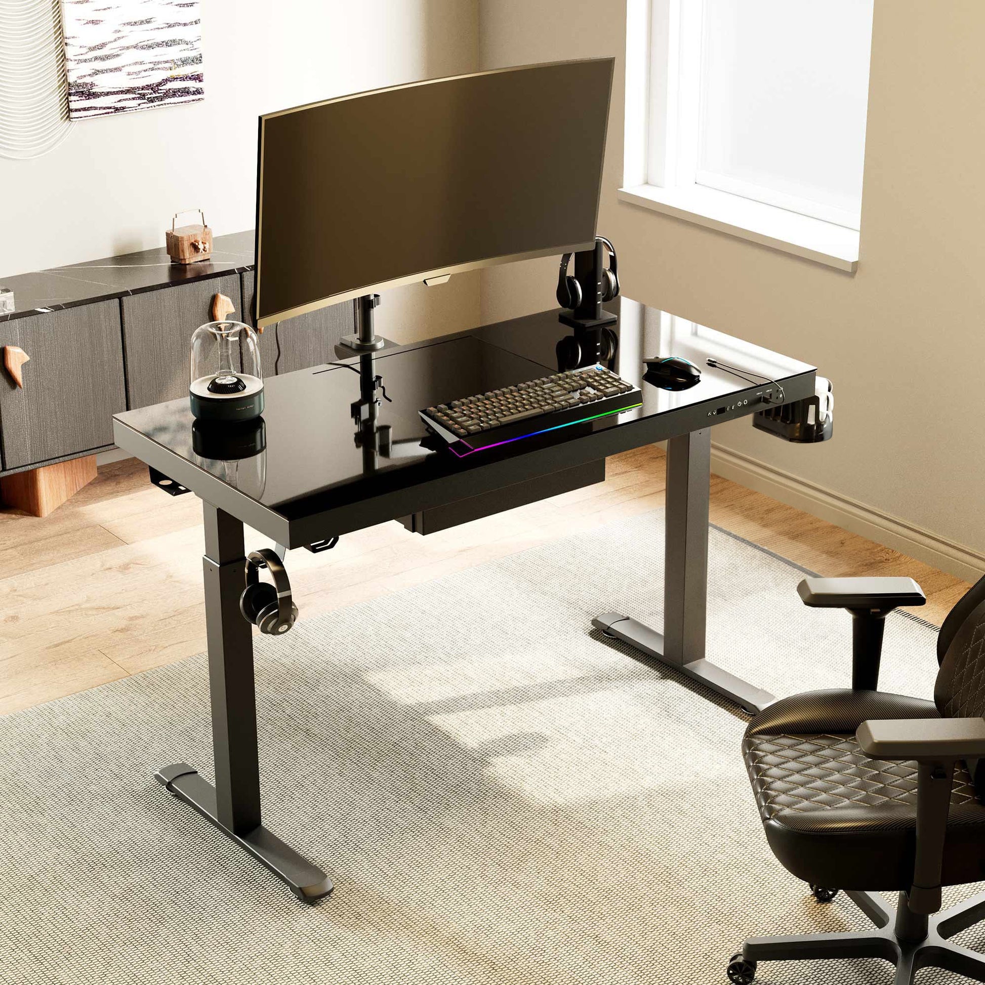 GTG-EVO, 55x27 Gaming Standing Desk with PC Case