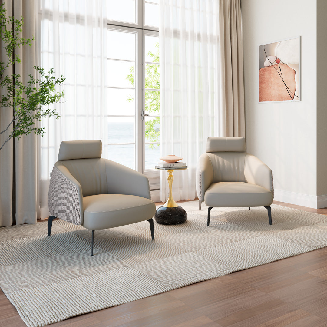 Nappa Leather Comfort Ivory Lounge Chair