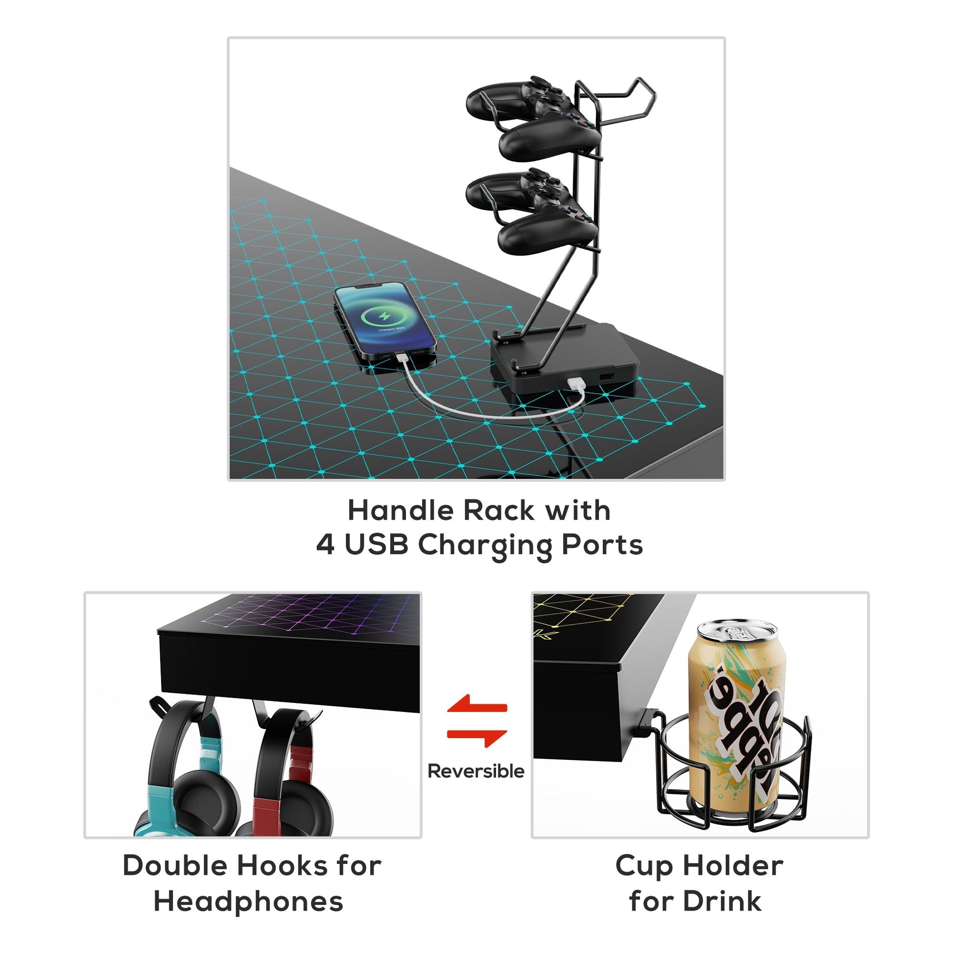 GTG-I43, 43x23 Glass Desktop Gaming Desk