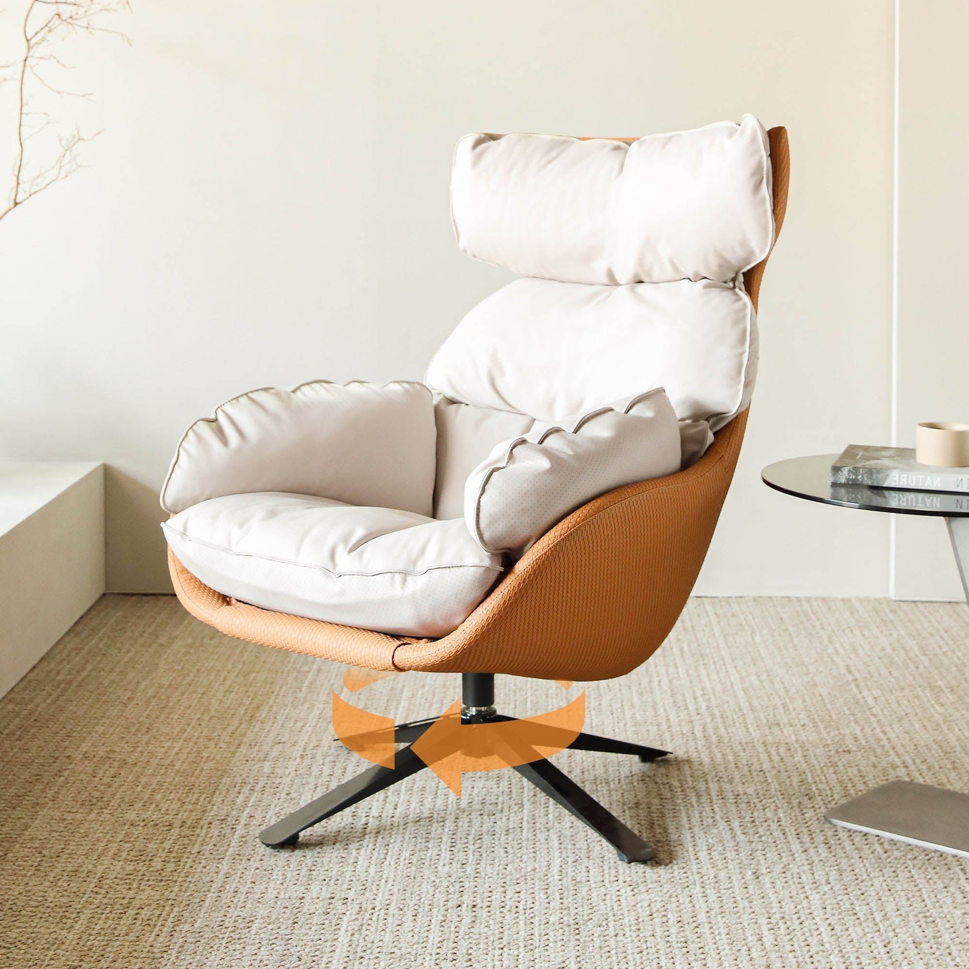 Todd, Swivel Armchair with High Back Lounge Chair