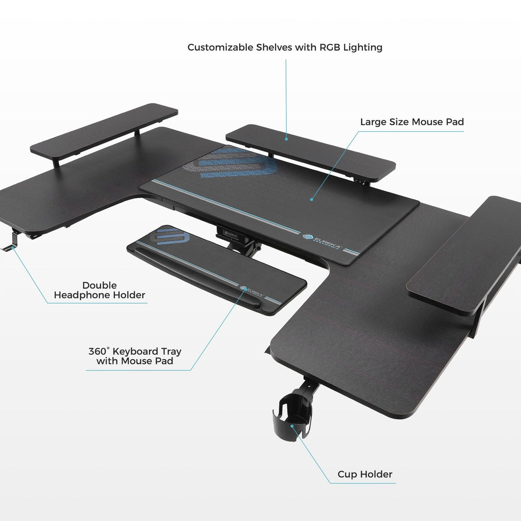 74x23 U-Shaped Standing Desk with Accessories Set