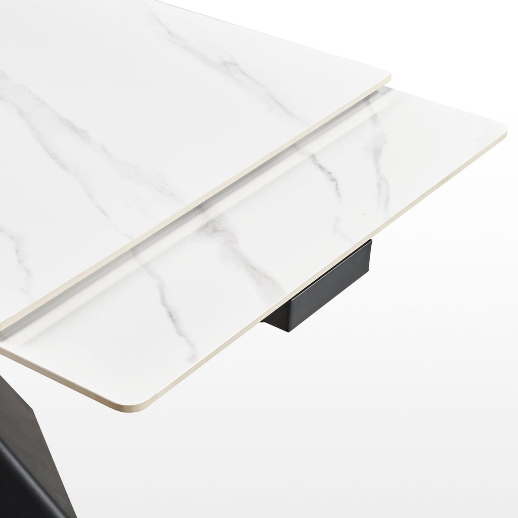 102" Extendable Dining Table with Slate Tabletop, White