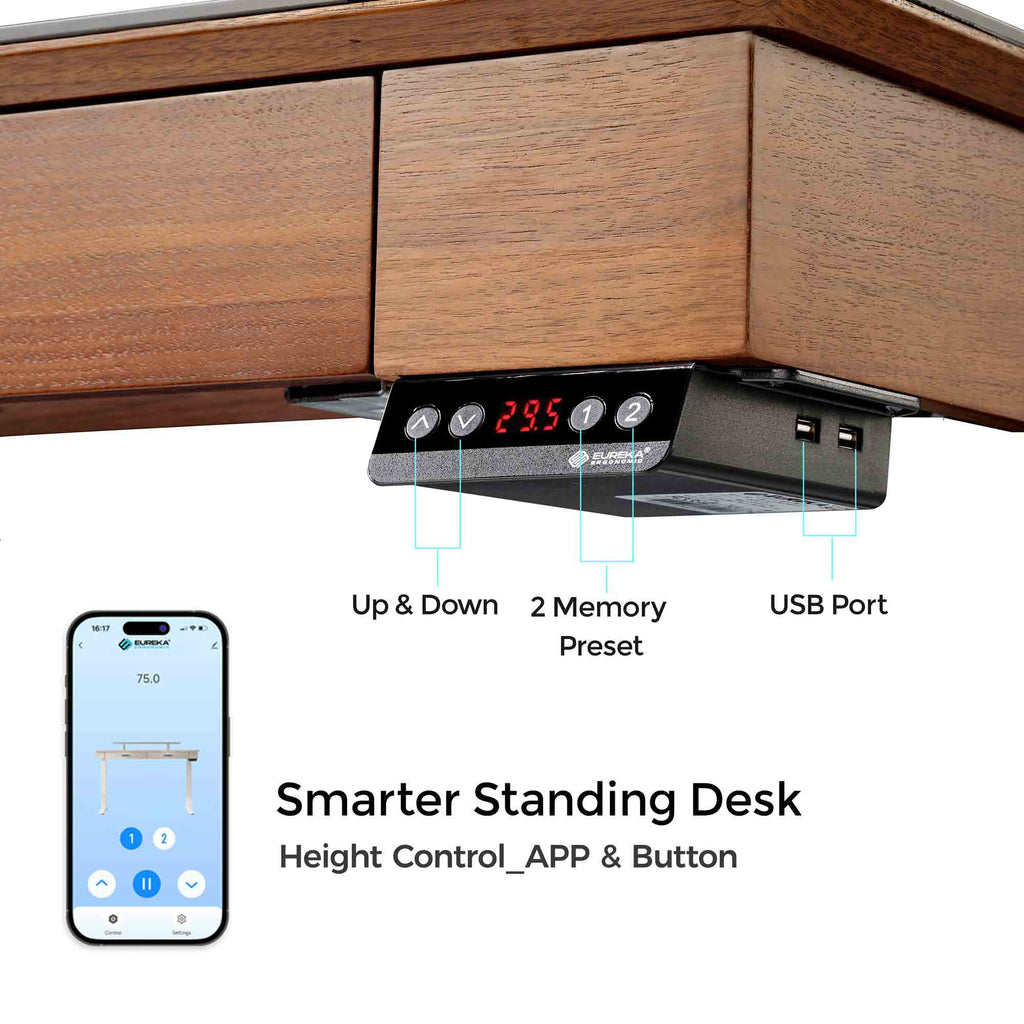 George, 55x23 Slate Standing Desk, Artificial Marble Desktop