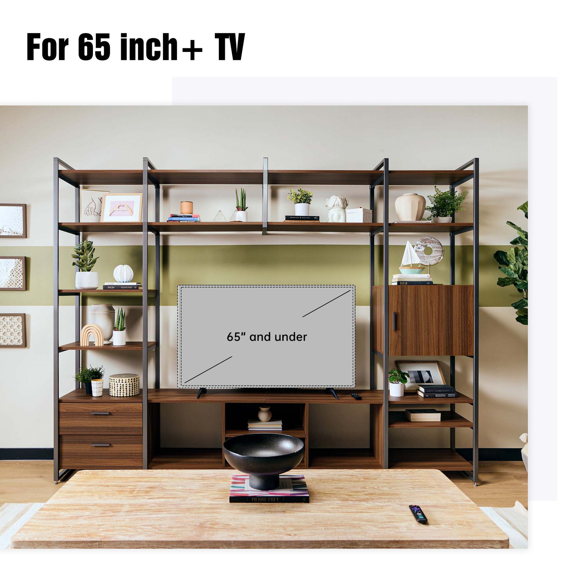 Sonoma Modern TV Stand with Storage Cabinet & Book Shelves