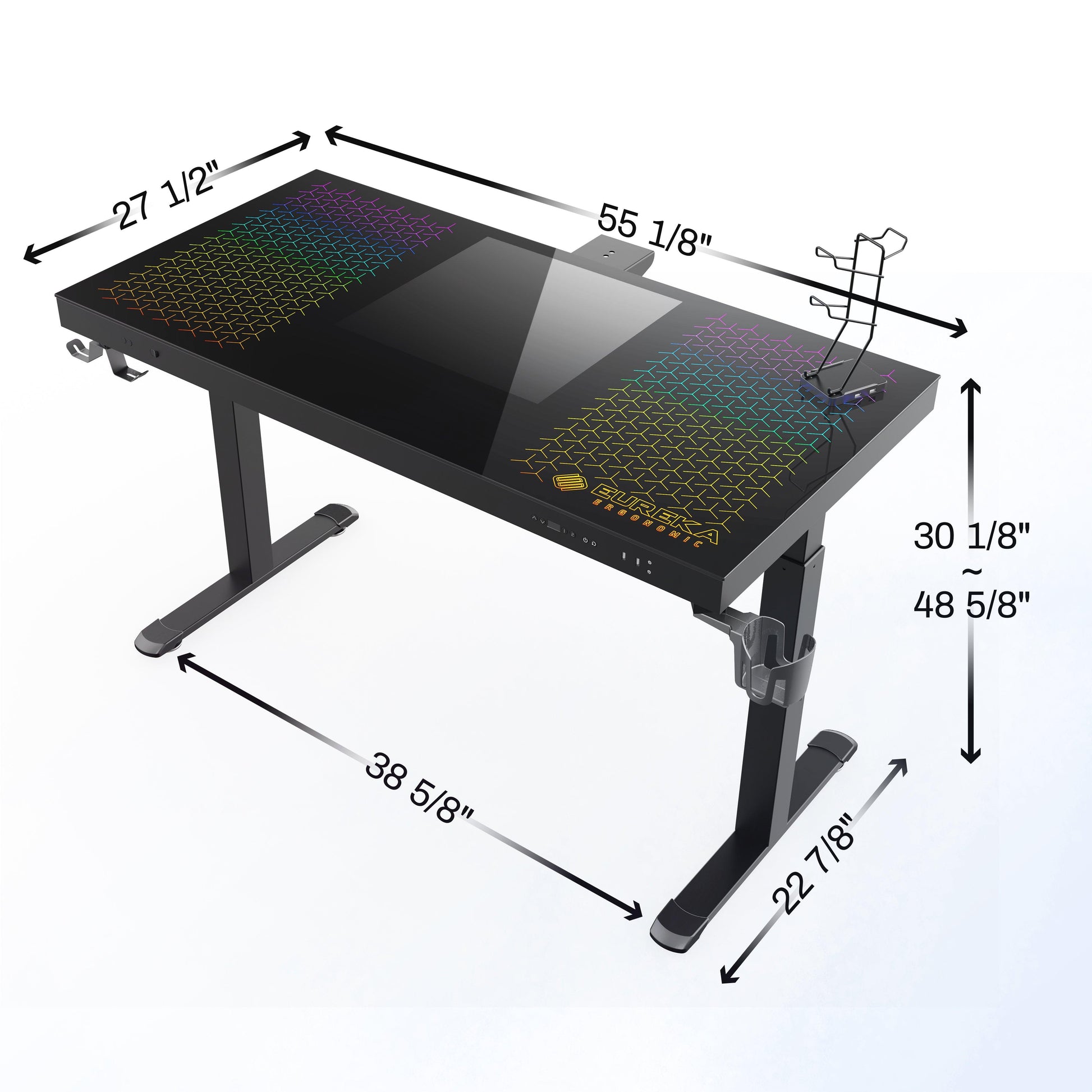 GTG-EVO, 55x27 Gaming Standing Desk with PC Case