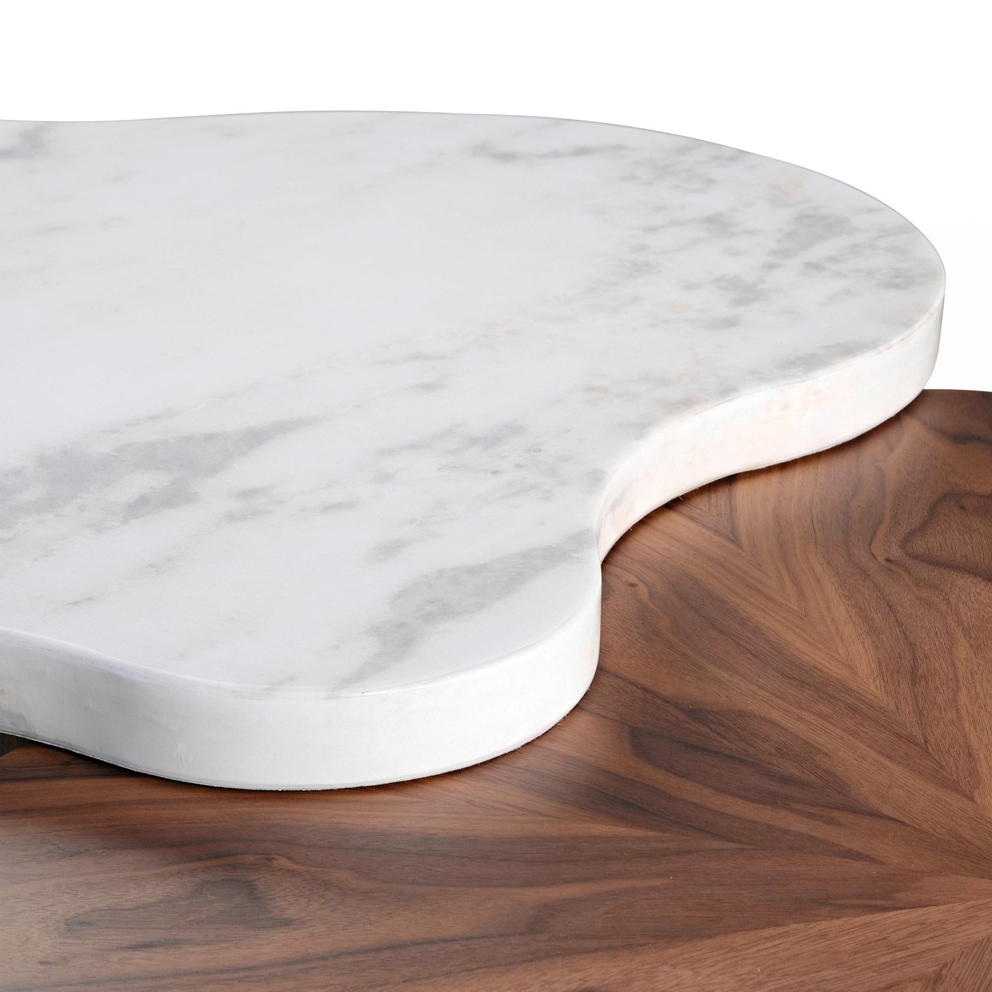 63" Cloud Shape Solid Wood Coffee Table Set