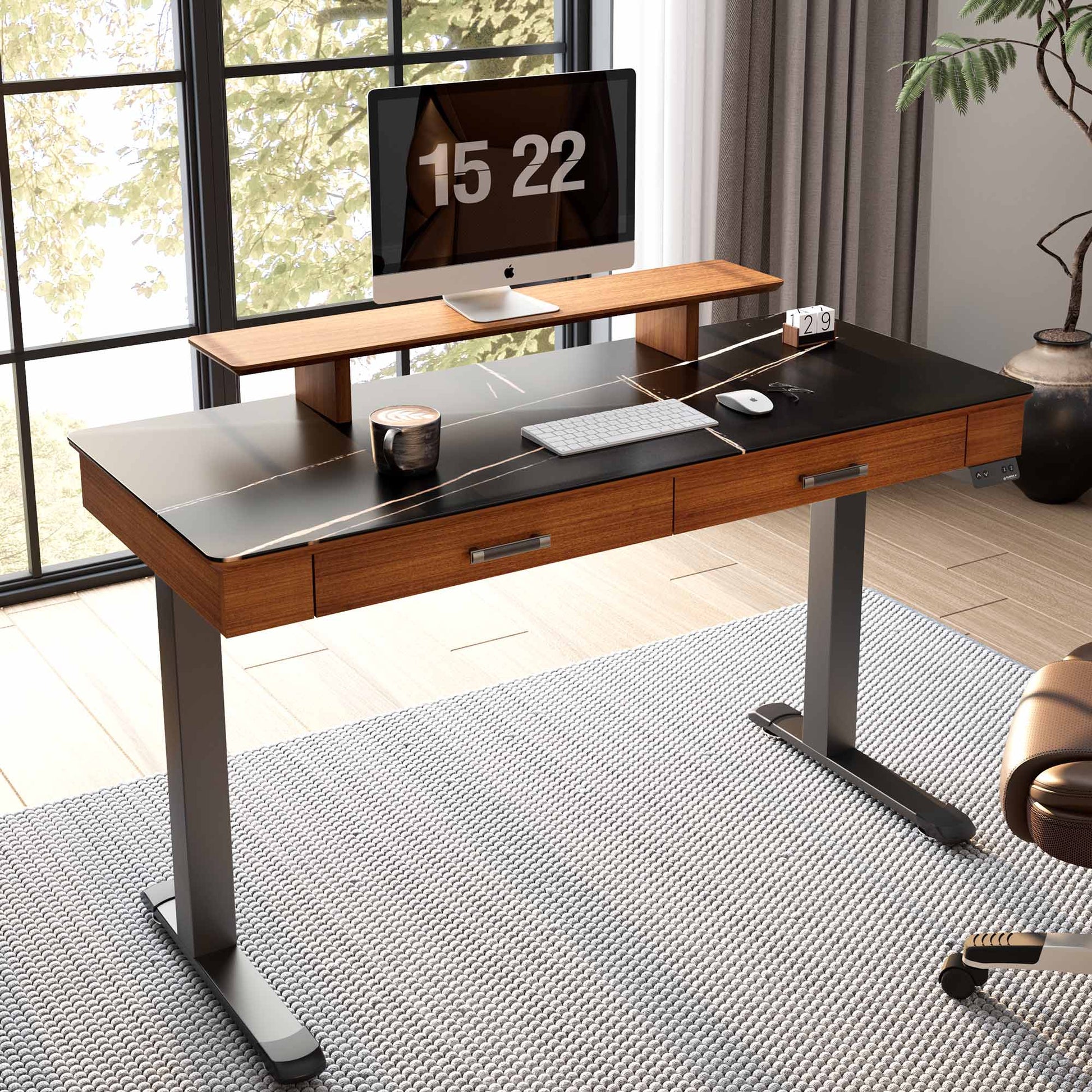 George, 55x23 Slate Standing Desk, Artificial Marble Desktop