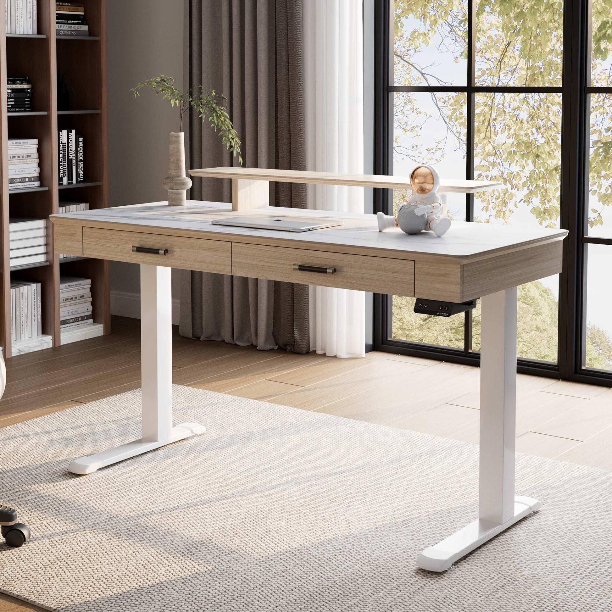 George, 55x23 Slate Standing Desk, Artificial Marble Desktop