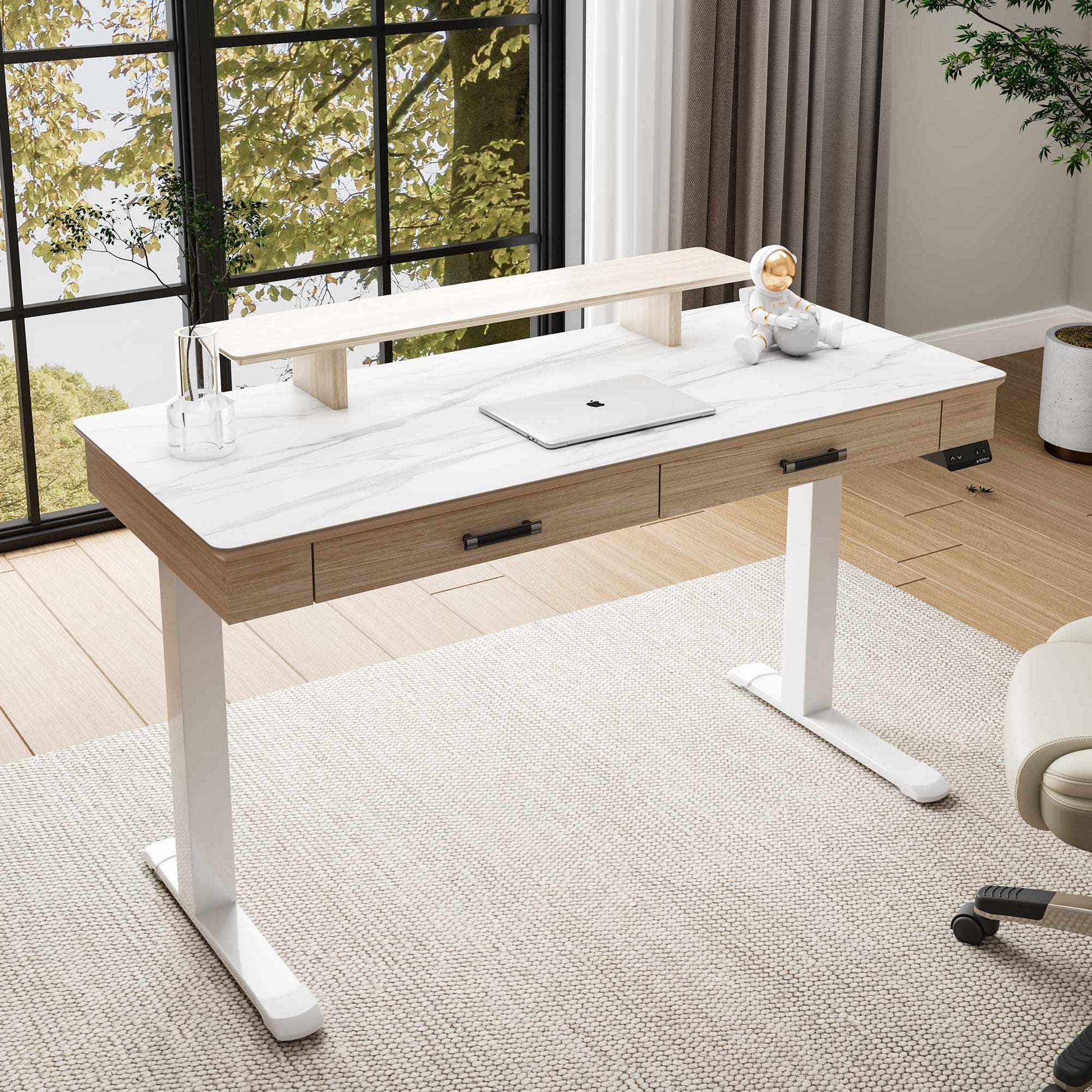 George, 55x23 Slate Standing Desk, Artificial Marble Desktop