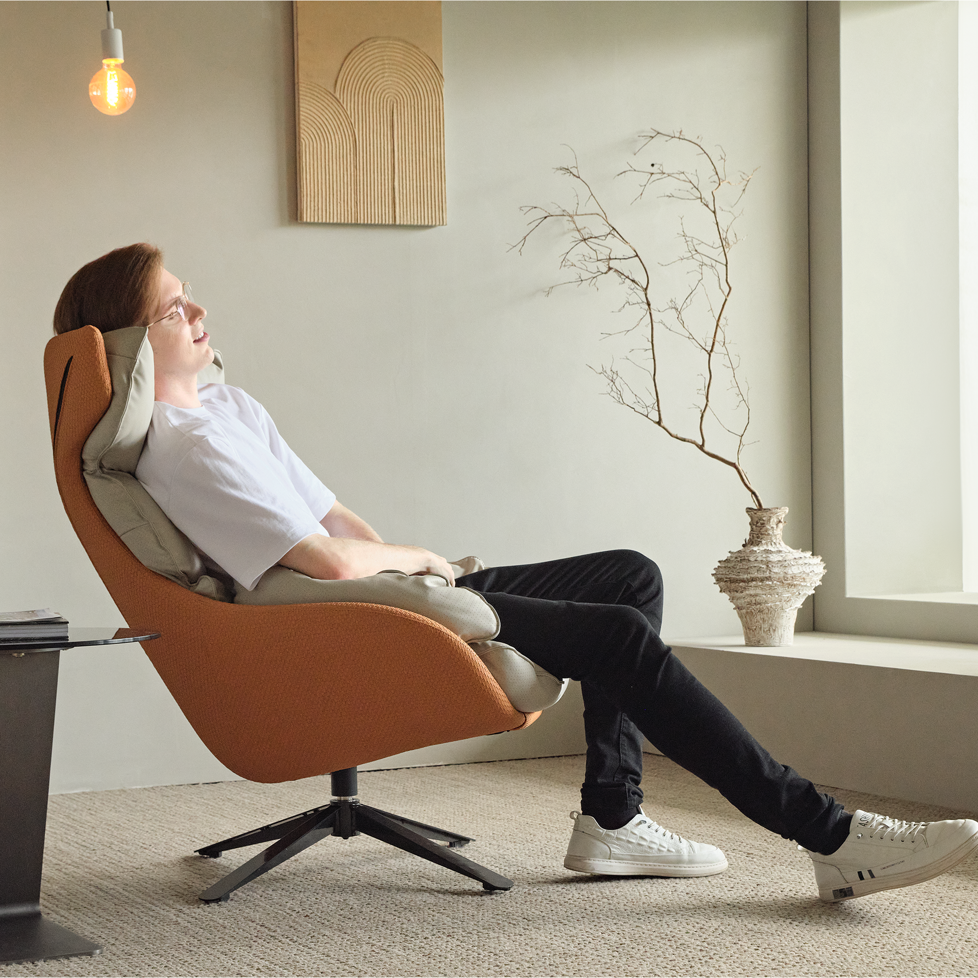 Todd, Swivel Armchair with High Back Lounge Chair