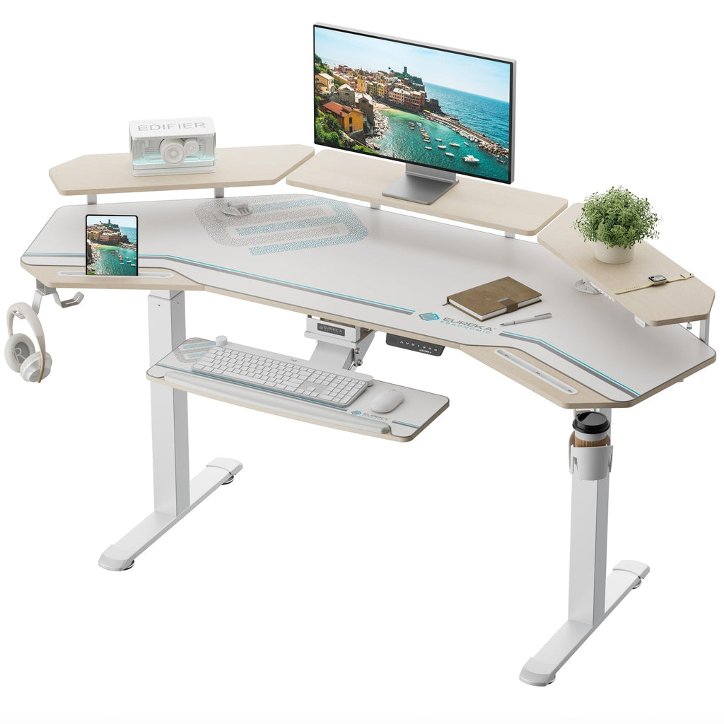 Aero Pro, 72x23 Wing Shaped Standing Desk with Accessories Set