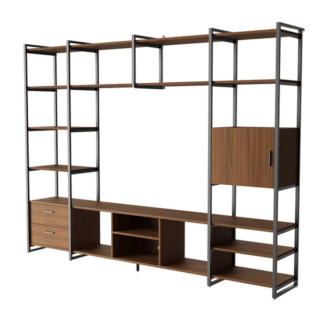 Sonoma Modern TV Stand with Storage Cabinet & Book Shelves