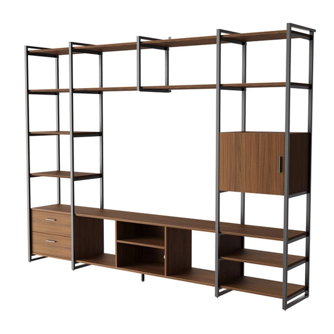 Sonoma Modern TV Stand with Storage Cabinet & Book Shelves