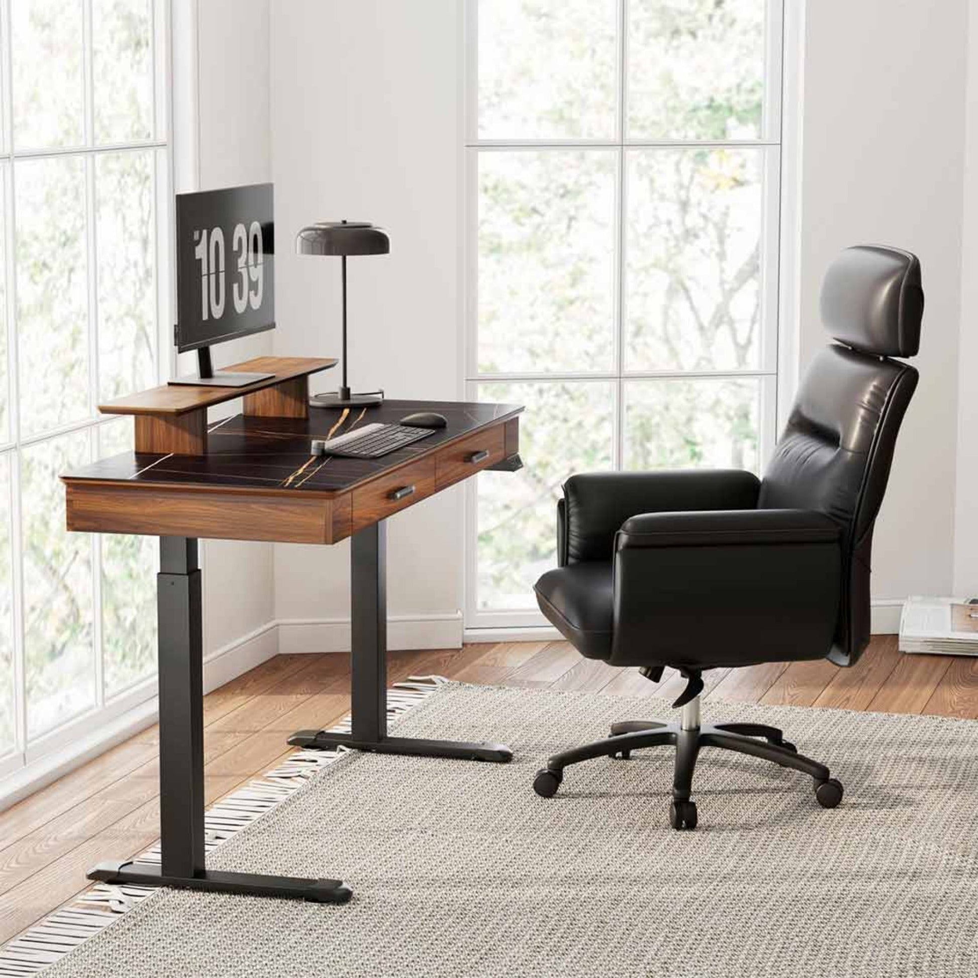 George, 55x23 Slate Standing Desk, Artificial Marble Desktop