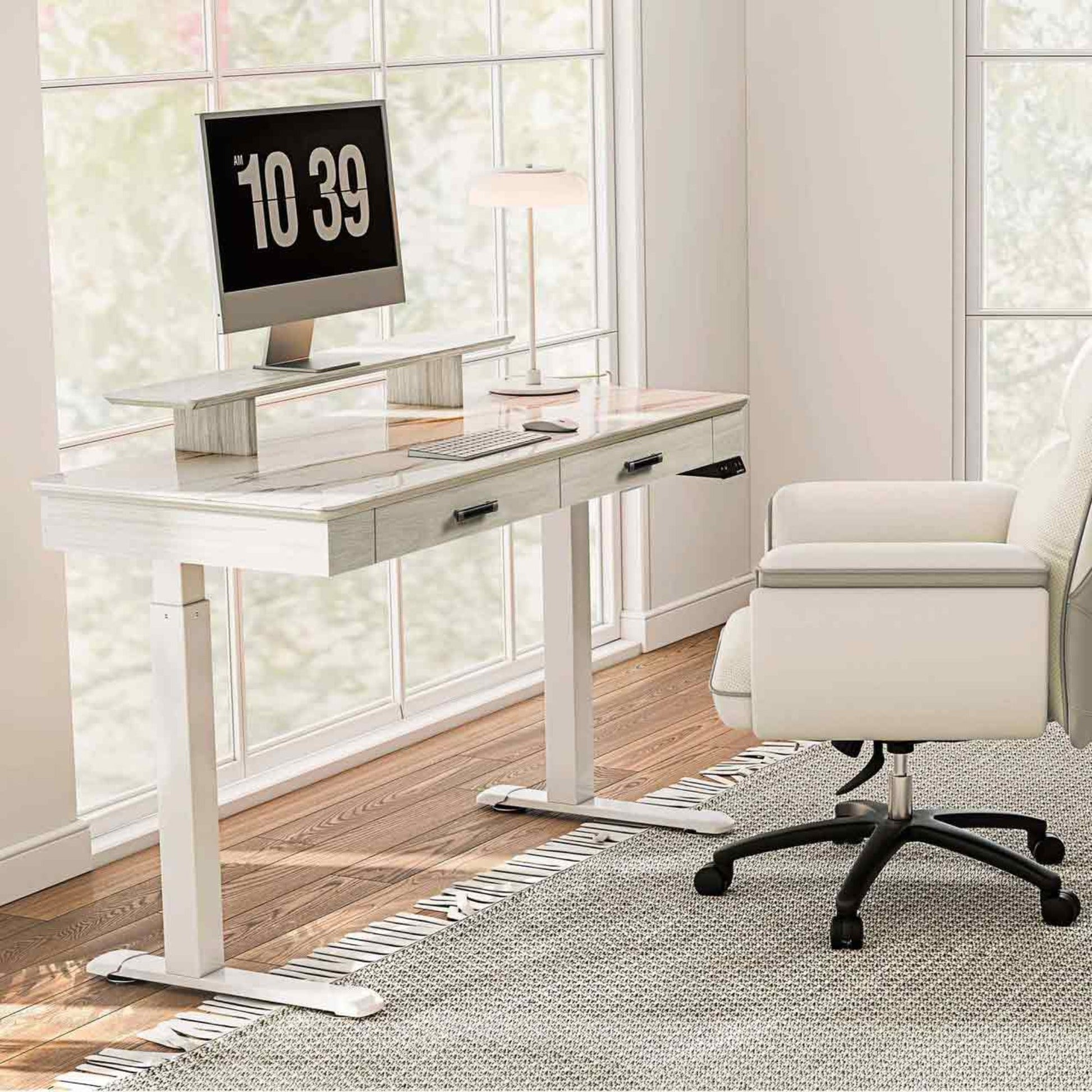 George, 55x23 Slate Standing Desk, Artificial Marble Desktop