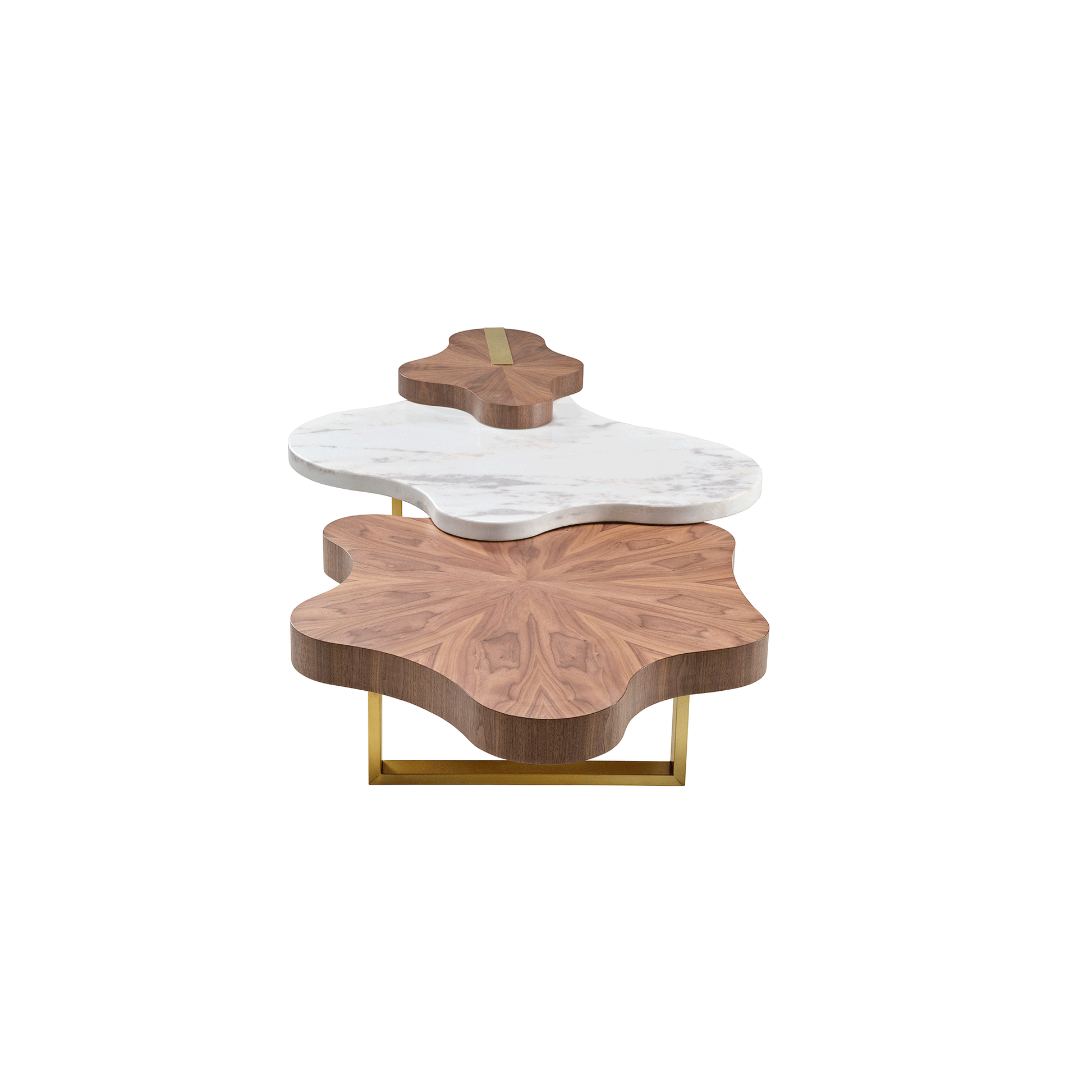 63" Cloud Shape Solid Wood Coffee Table Set