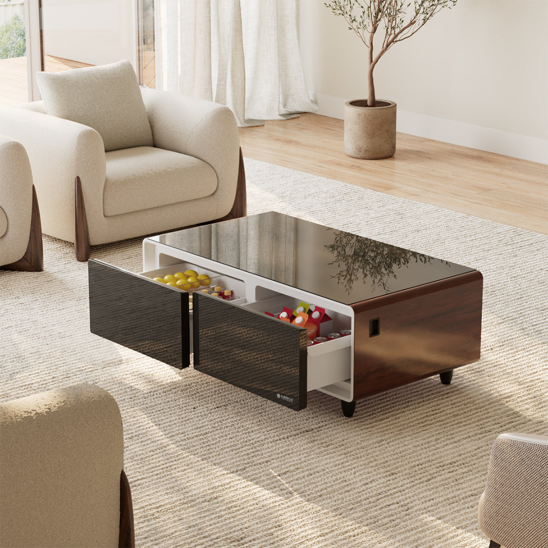 51" Smart Coffee Table with Fridge and Bluetooth Speakers
