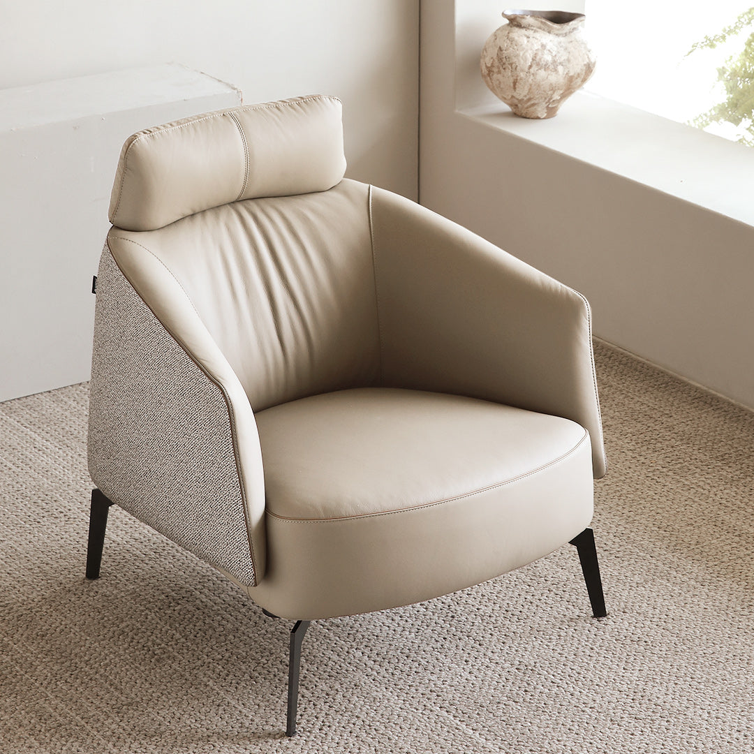 Nappa Leather Comfort Ivory Lounge Chair