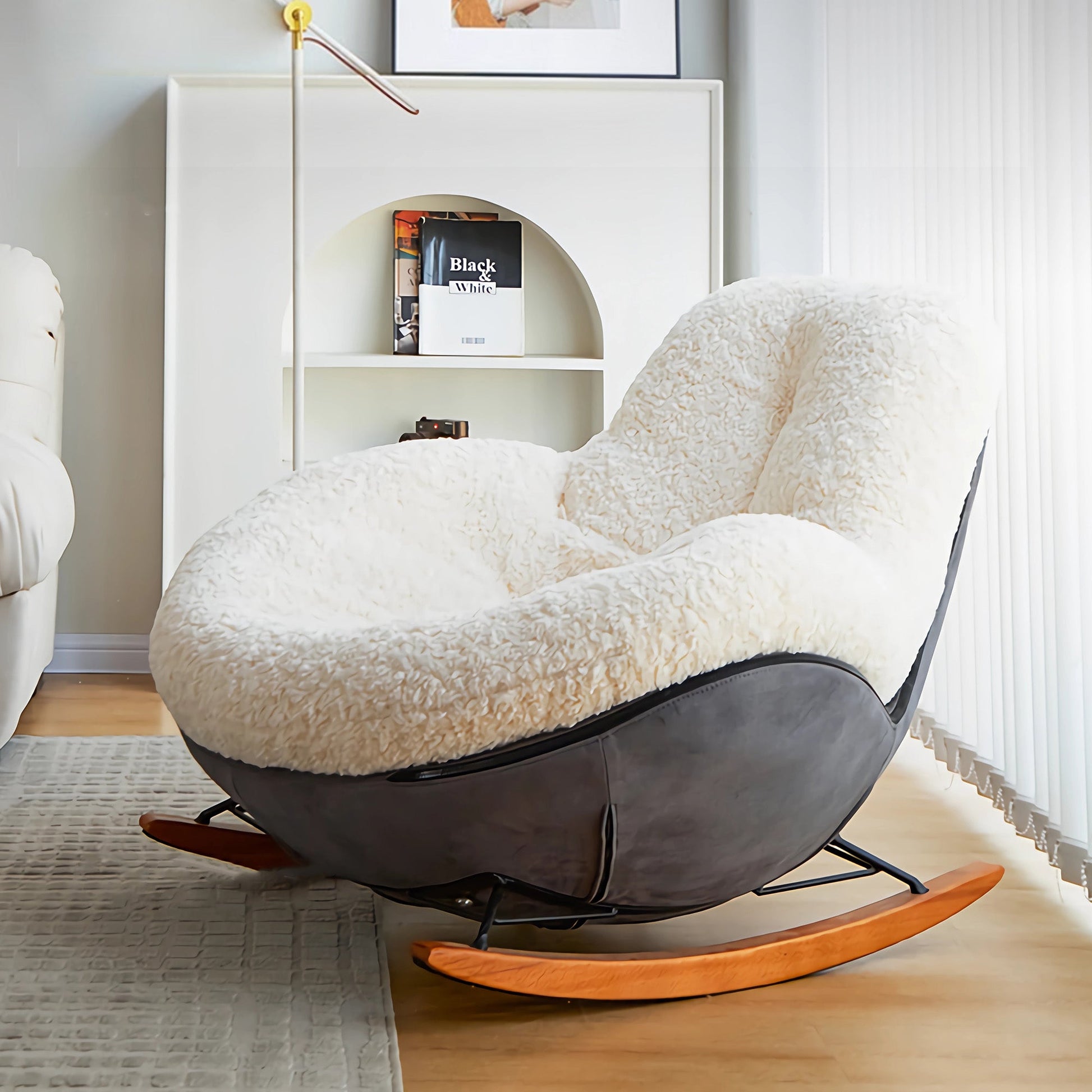 Chloe, Comfy Rocking Lounge Chair, Off White