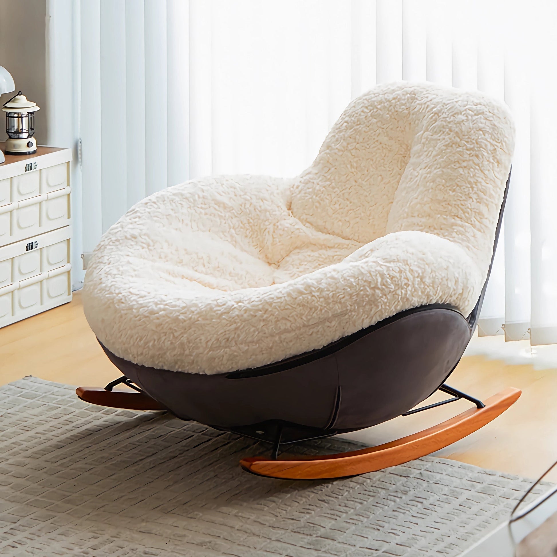 Chloe, Comfy Rocking Lounge Chair, Off White