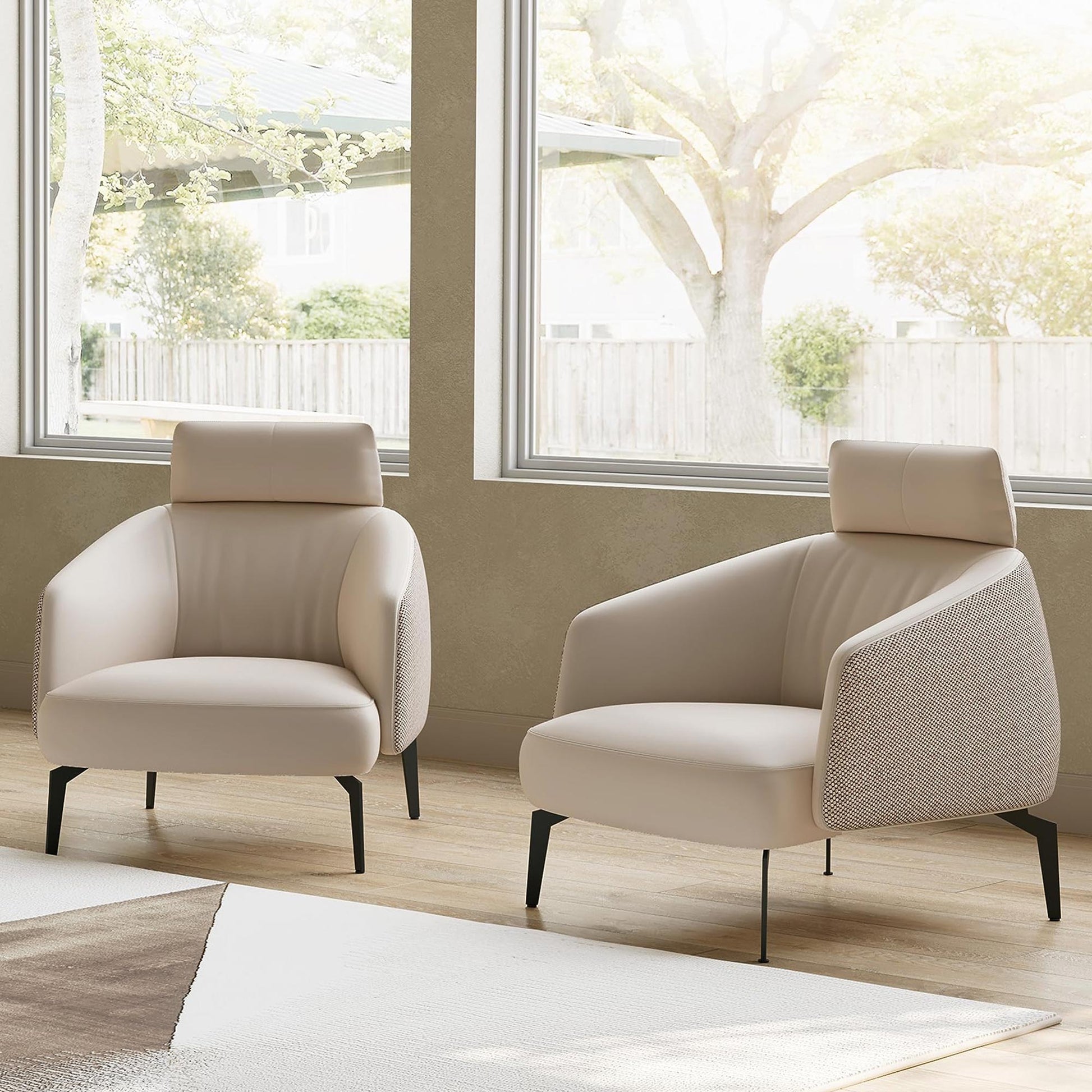 Nappa Leather Comfort Ivory Lounge Chair