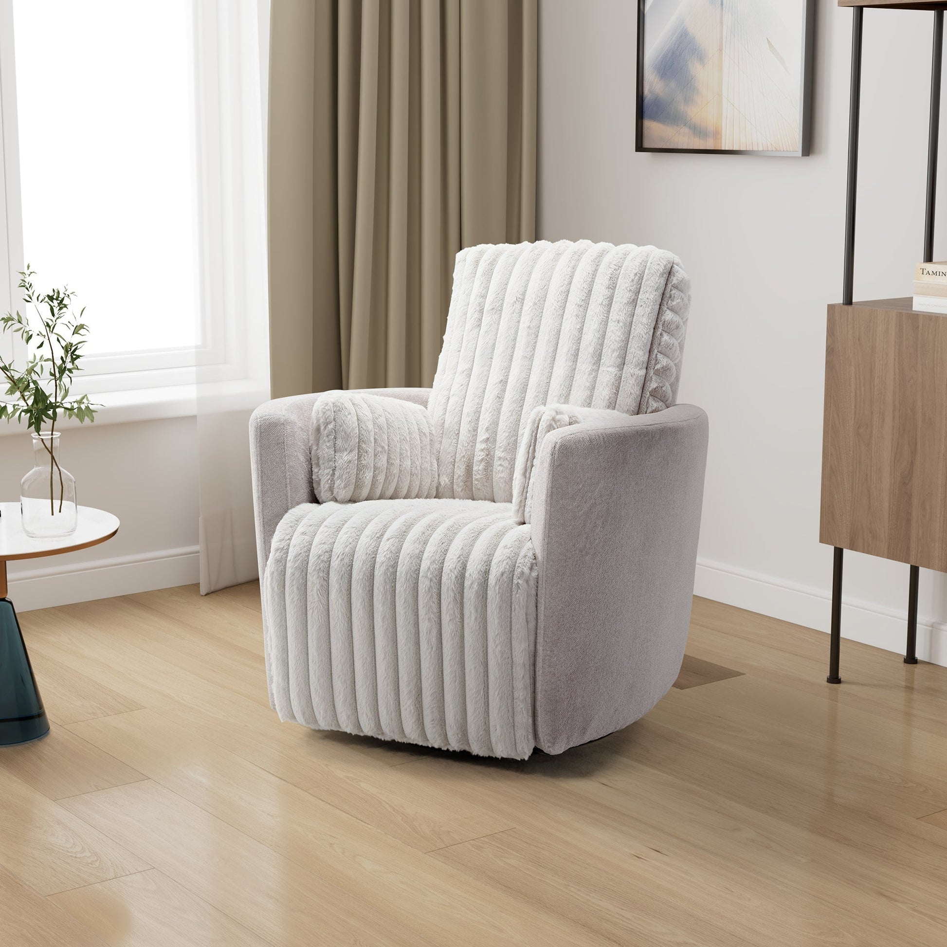Lucia, White Swivel Glider Manual Recliner