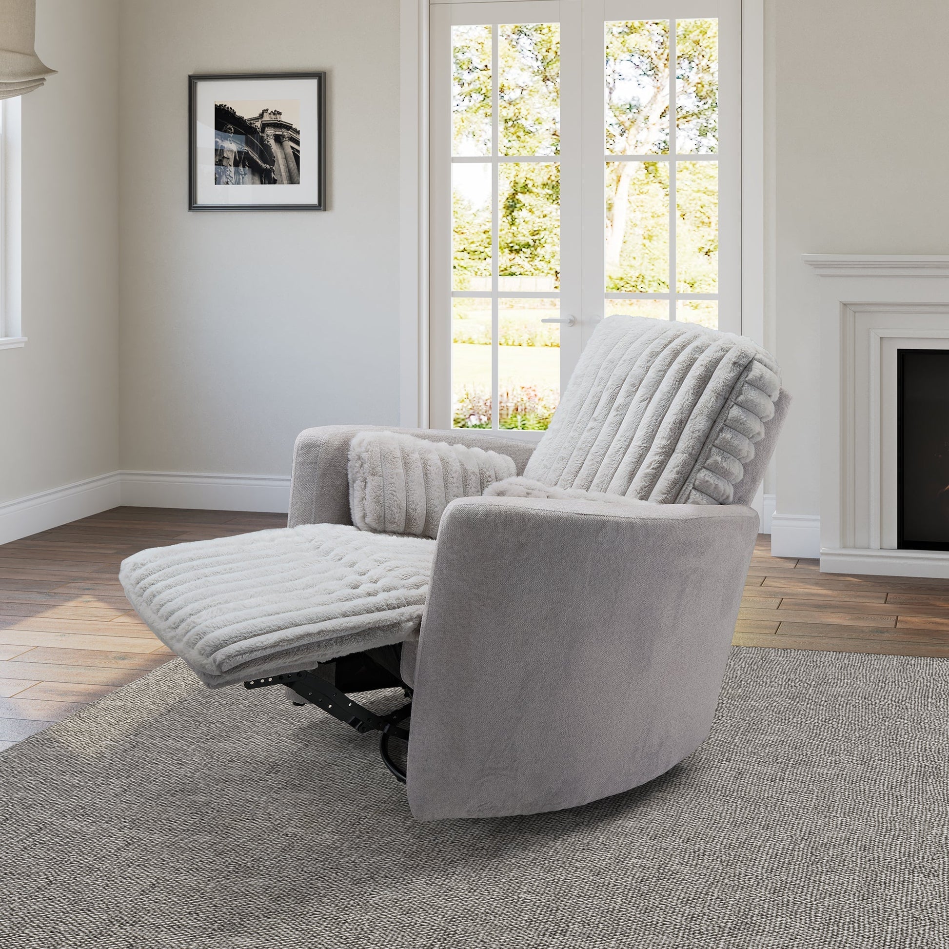 Lucia, White Swivel Glider Manual Recliner