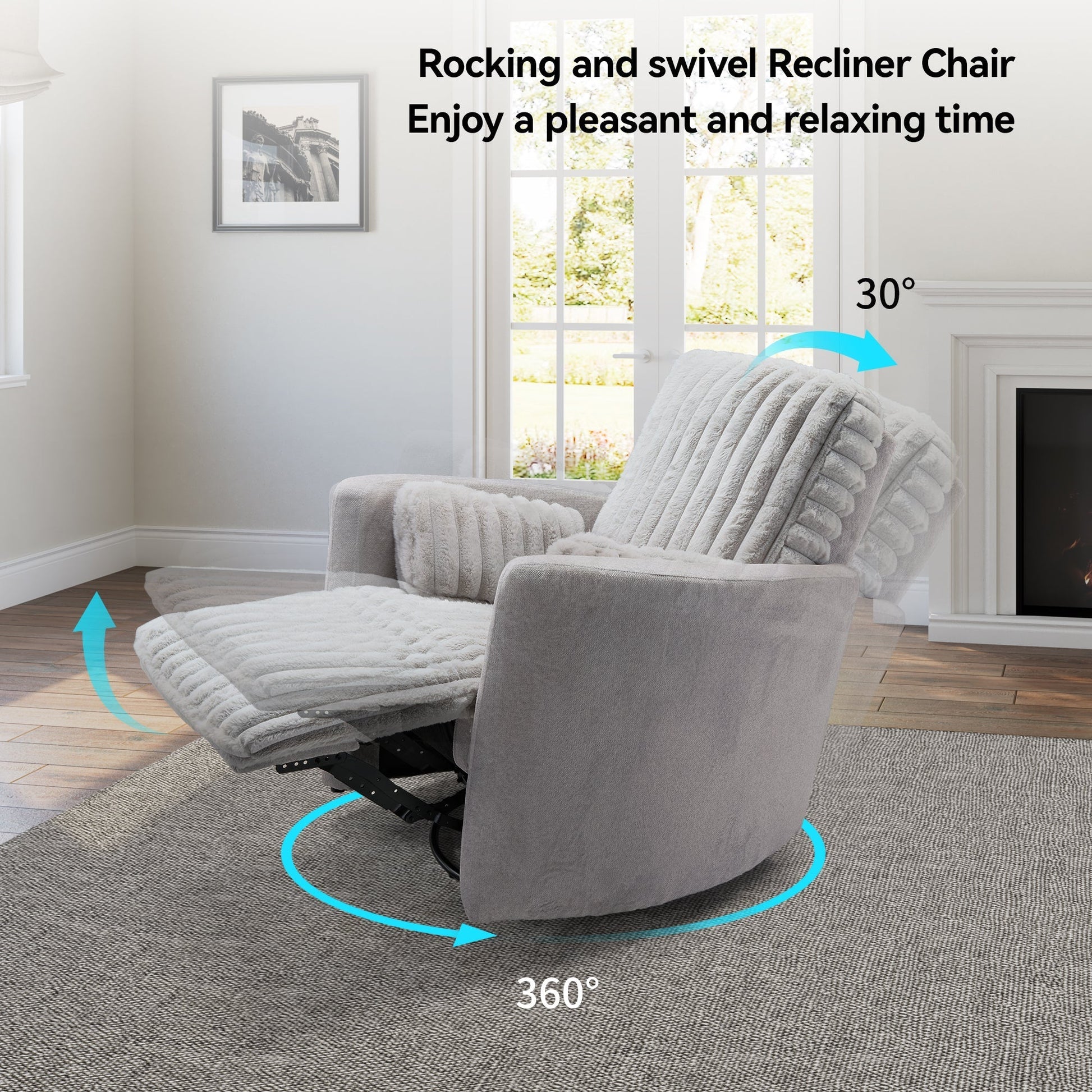 Lucia, White Swivel Glider Manual Recliner
