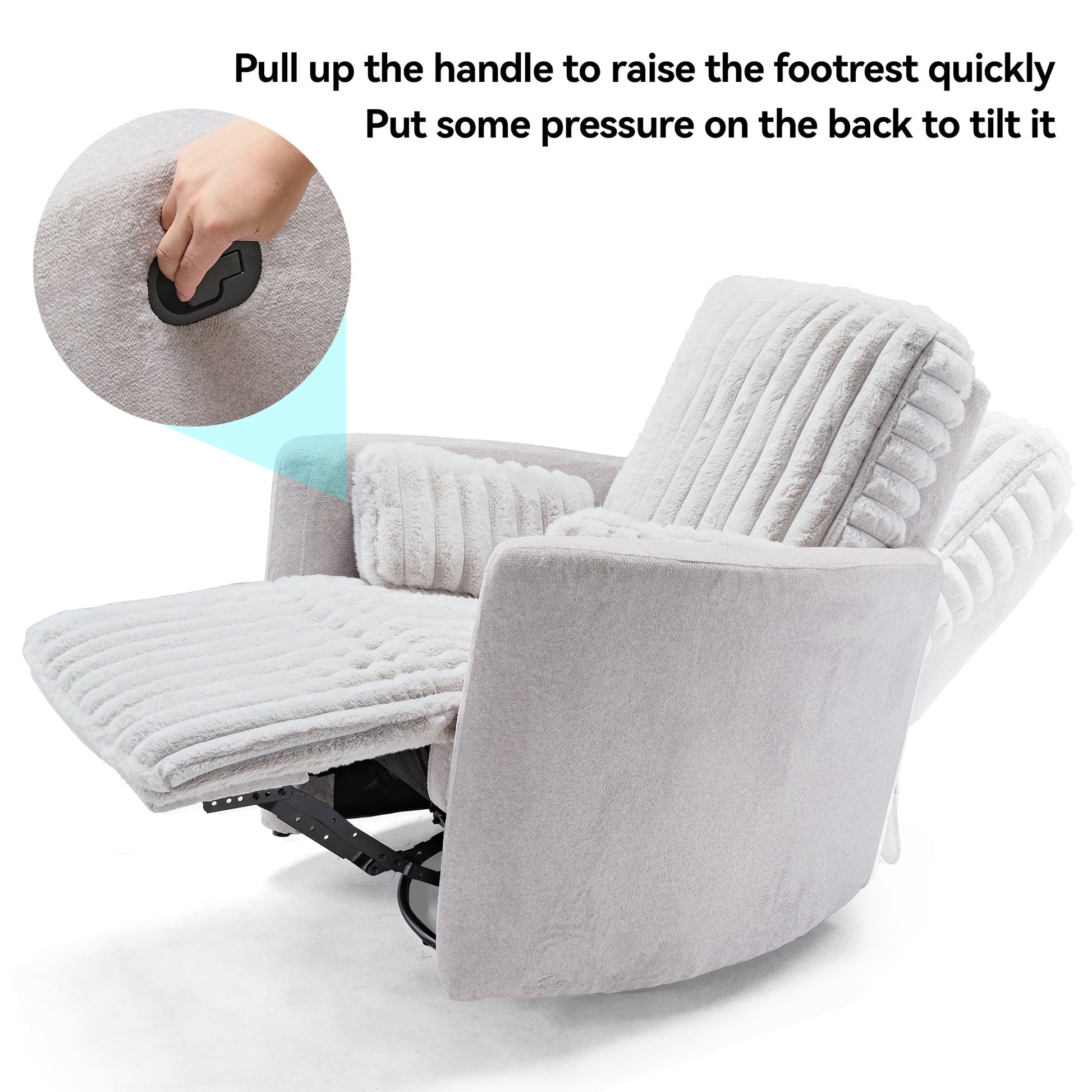 Lucia, White Swivel Glider Manual Recliner