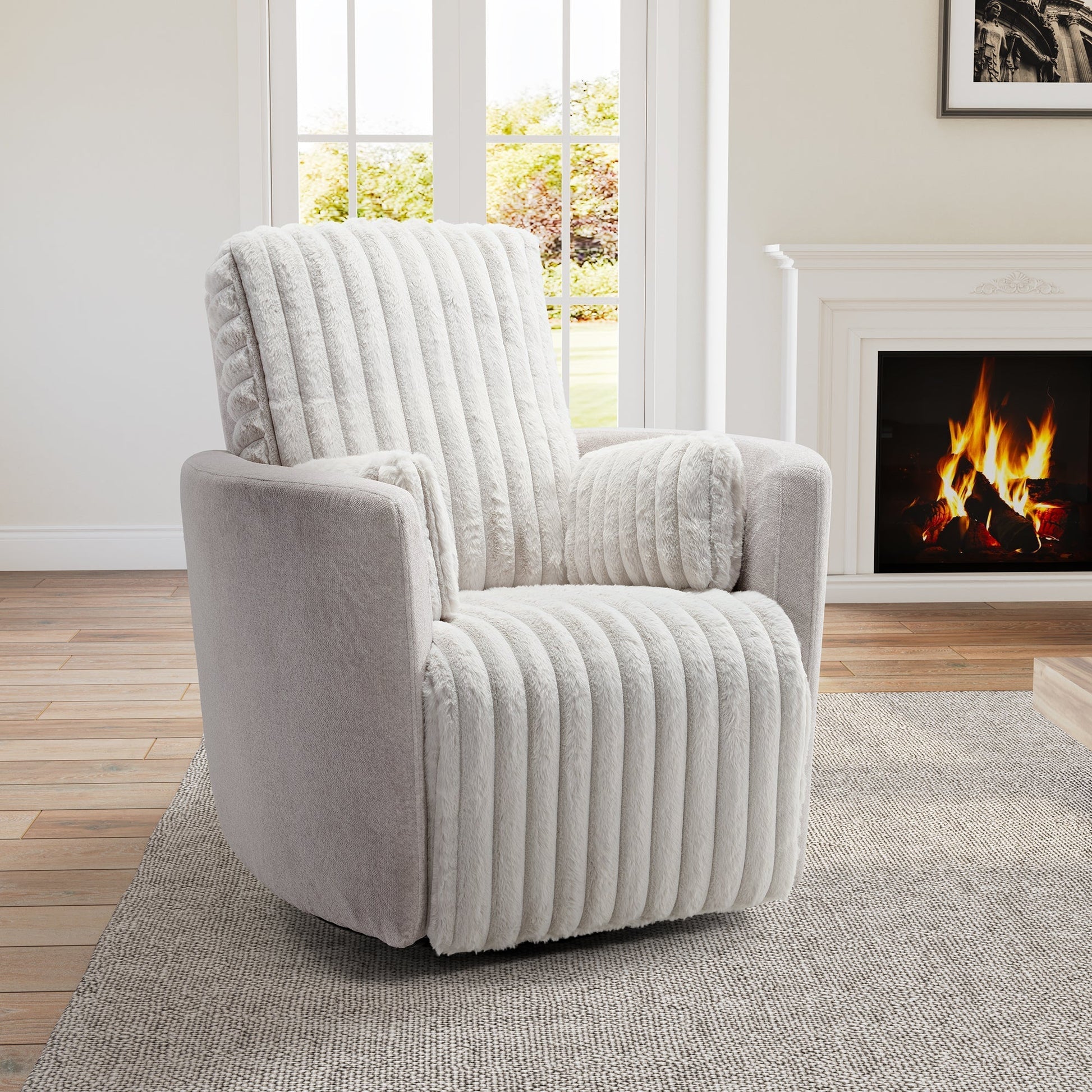 Lucia, White Swivel Glider Manual Recliner