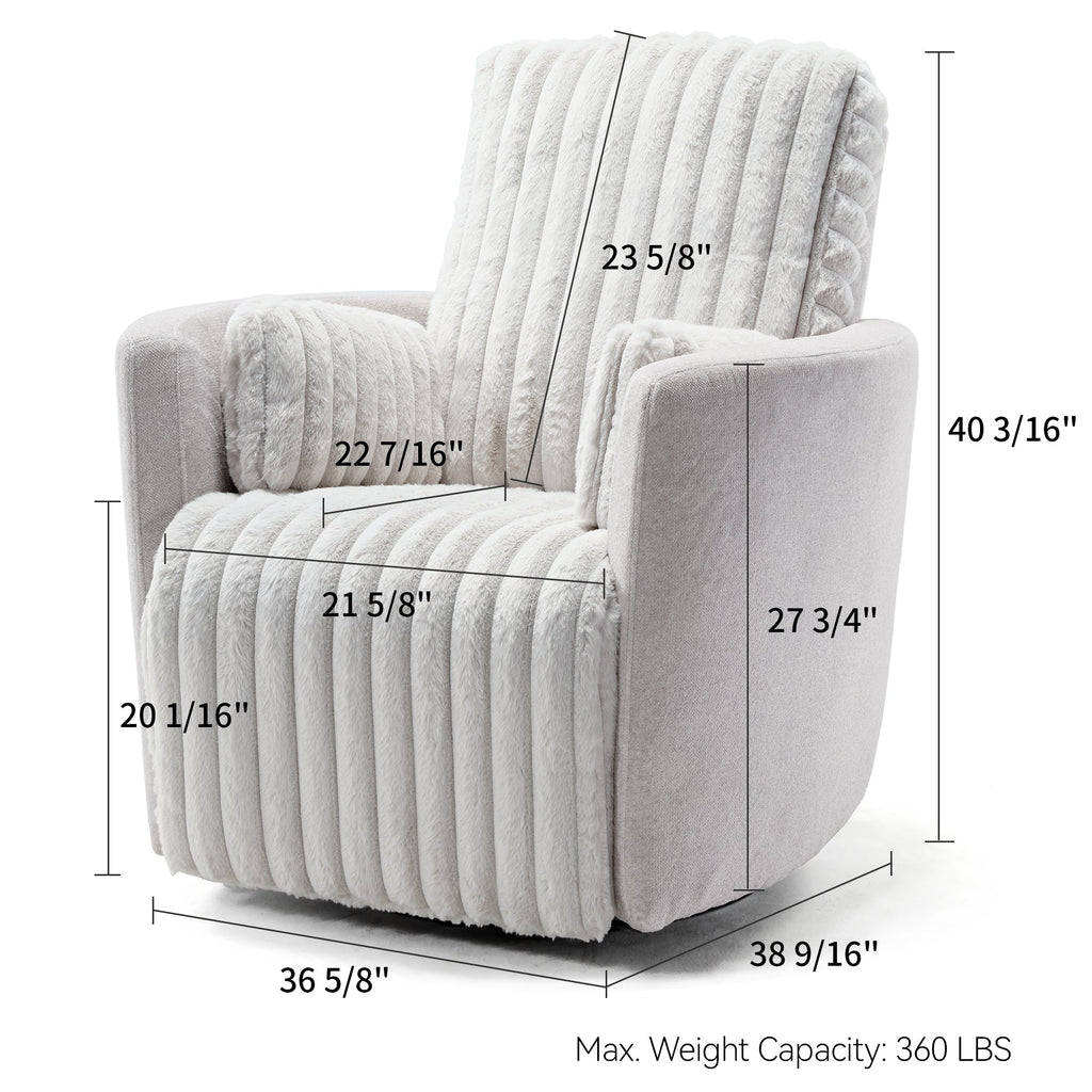 Lucia, White Swivel Glider Manual Recliner