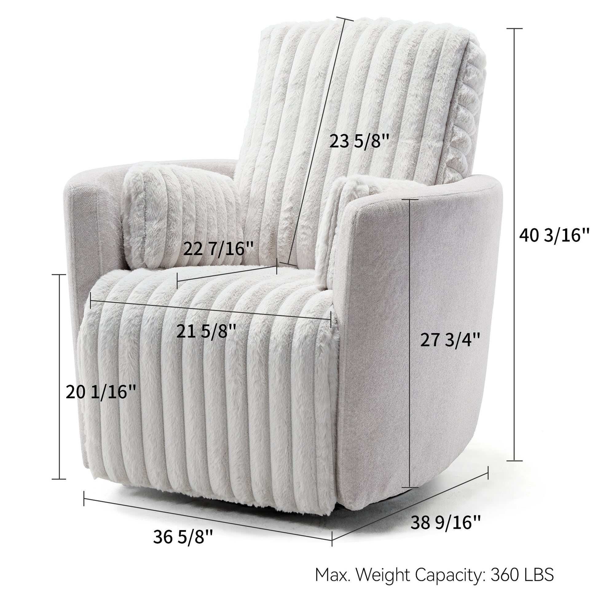 Lucia, White Swivel Glider Manual Recliner