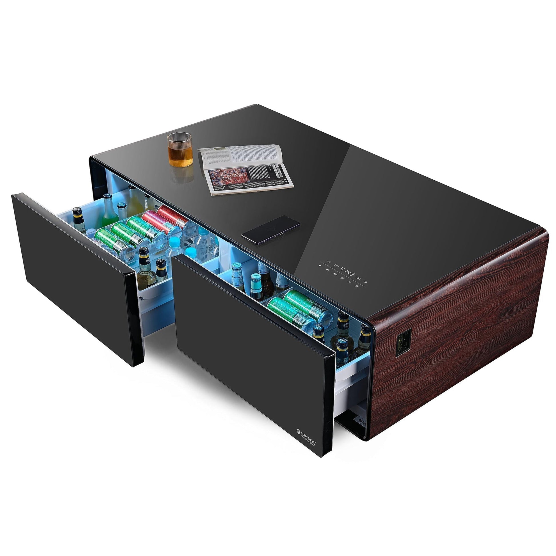 51" Smart Coffee Table with Fridge and Bluetooth Speakers