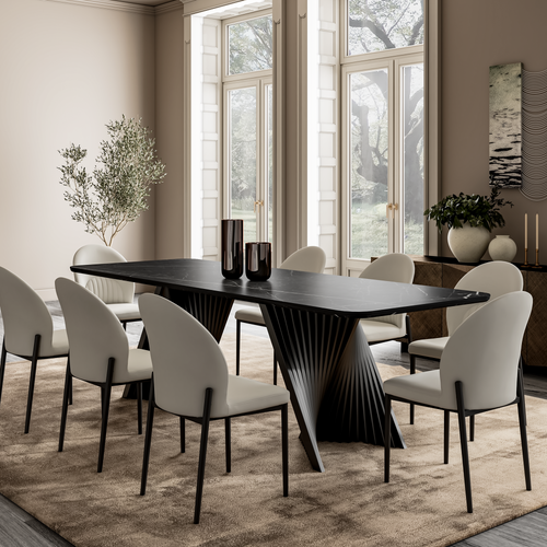 106'' Modern Dining Table with Sintered Stone, Black