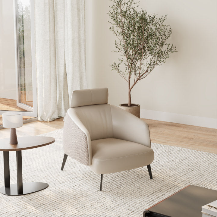 Nappa Leather Comfort Ivory Lounge Chair